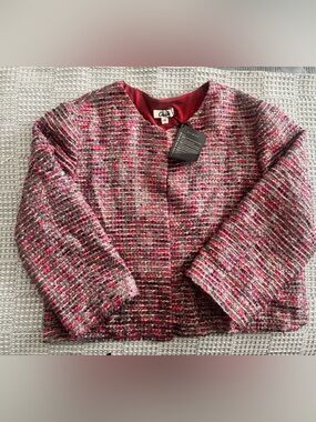 Beymen Club Pink Multi-Color Collarless Tweed Jacket